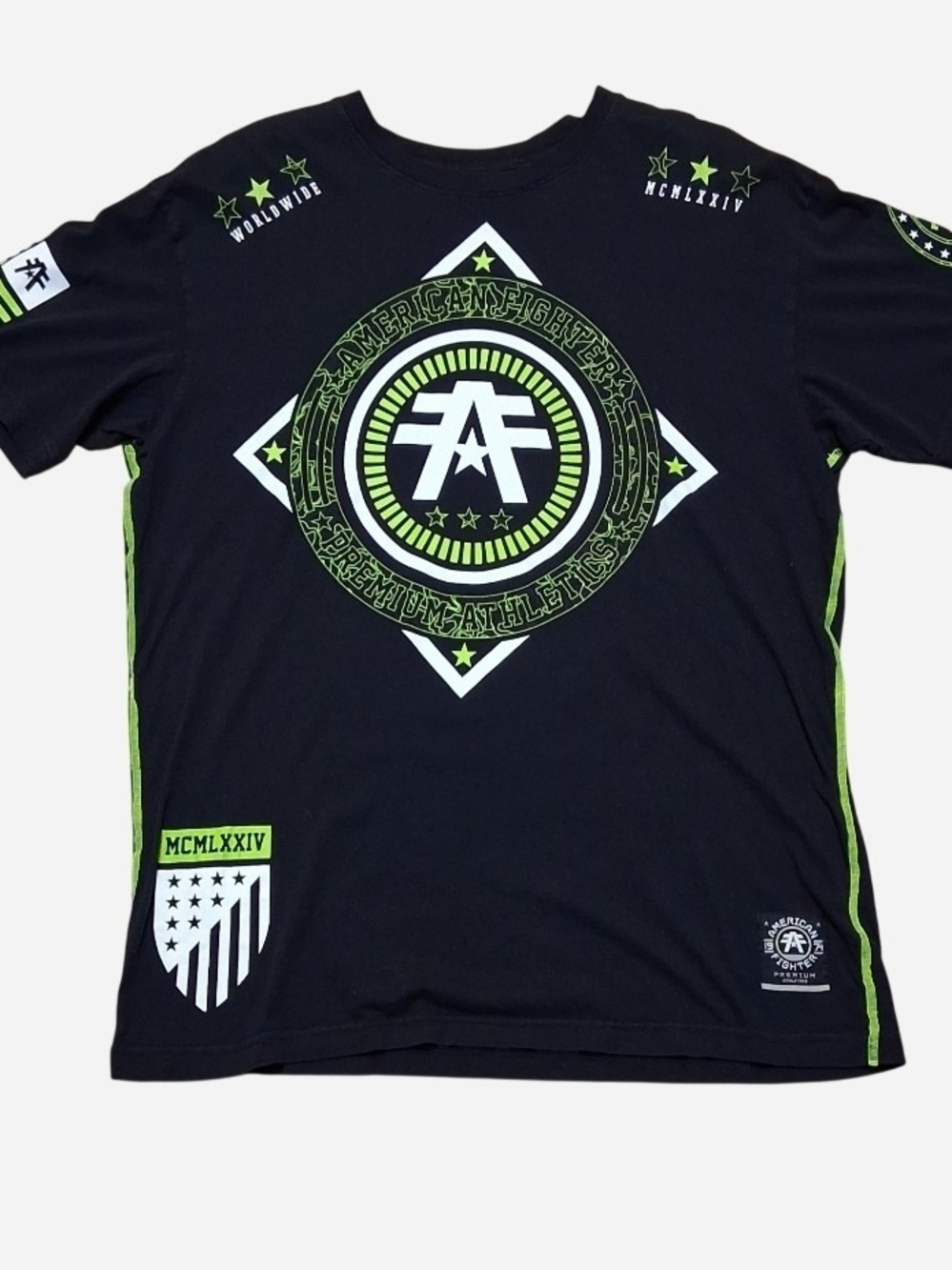 American Fighter Youth Black Tee with Neon Green Accents